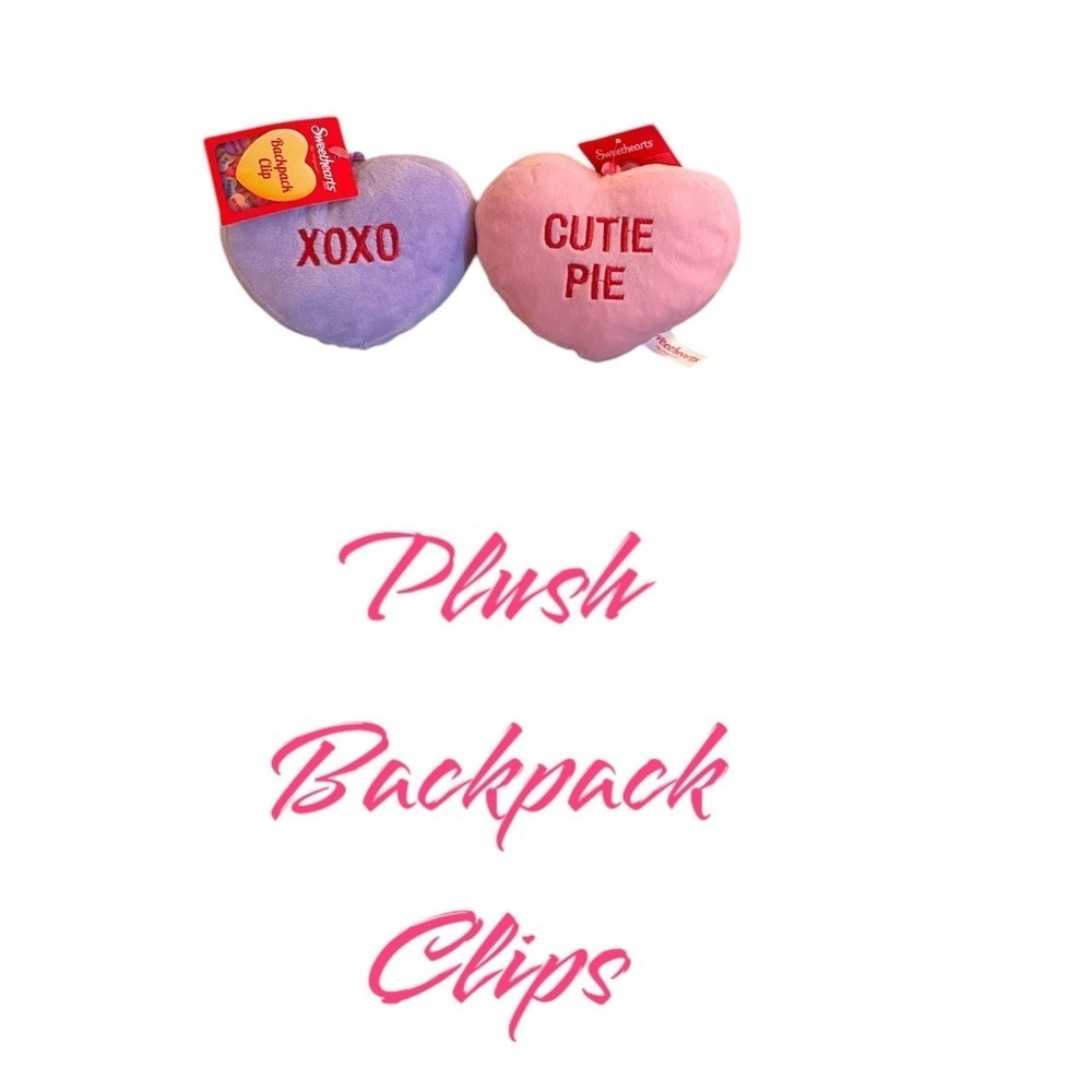 Sweethearts Plush Backpack Clips - Purple and Pink